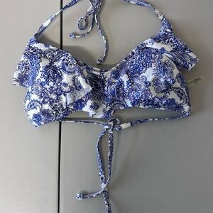 Quintsoul Blue Paisley Ruffle Bikini Top
